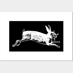 British Holiday Rabbit - white Posters and Art